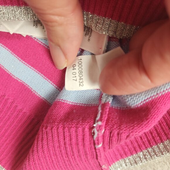 Brooks Brothers Pink and Silver Metallic Striped Womens Sweater Top Size XS - Picture 6 of 9